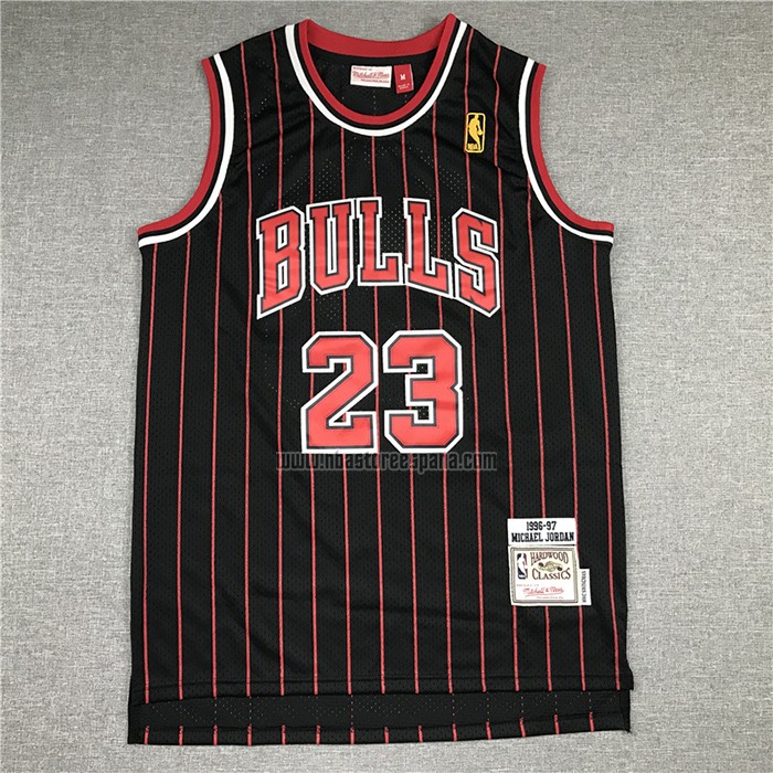 Camiseta Chicago Bulls Michael Jordan NO 23 Hardwood Classics Throwback 1996-97 Negro